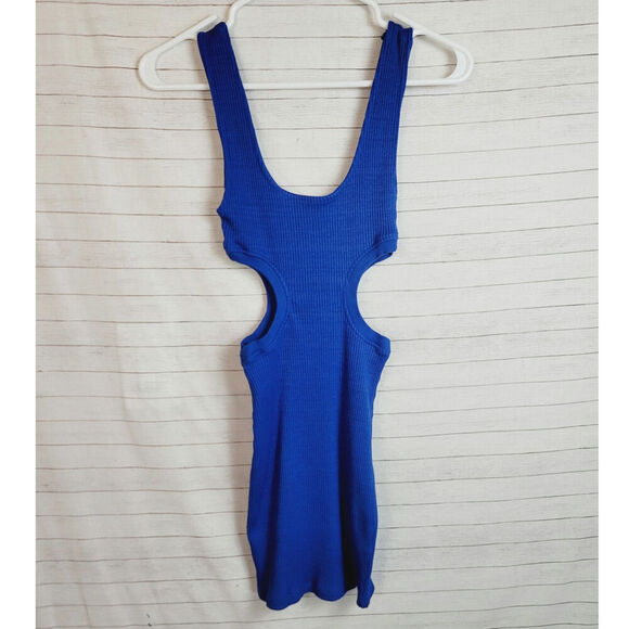 ZARA RIBBED CUT OUT MINI DRESS IN ROYAL BLUE, SZ SMALL - Picture 2 of 15